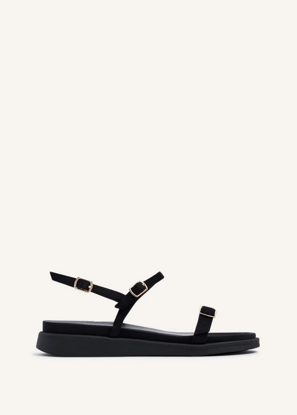 Linzi Phoenix Black Scuba Footbed Gladiator Style Sandals - 3 Image 2