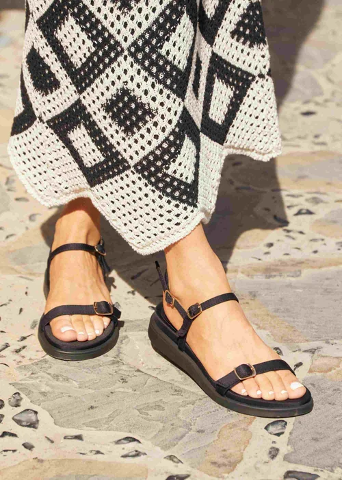 Linzi Phoenix Black Scuba Footbed Gladiator Style Sandals - 3 Image 1