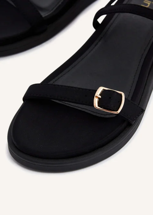 Linzi Phoenix Black Scuba Footbed Gladiator Style Sandals - 3 Image 5