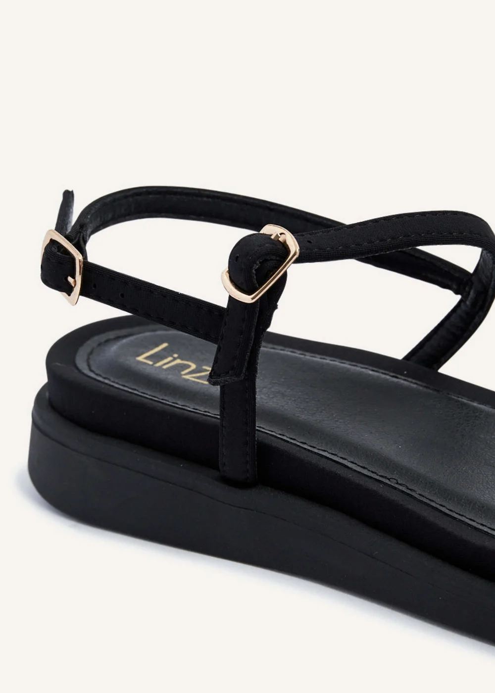 Linzi Phoenix Black Scuba Footbed Gladiator Style Sandals - 3 Image 4