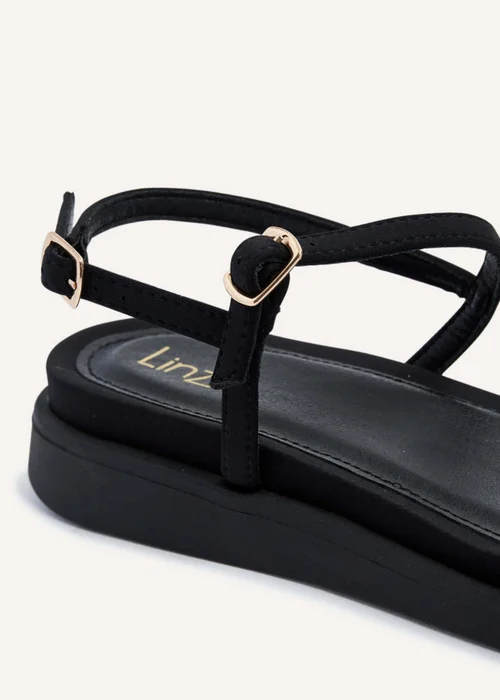 Linzi Phoenix Black Scuba Footbed Gladiator Style Sandals - 3 Image 4