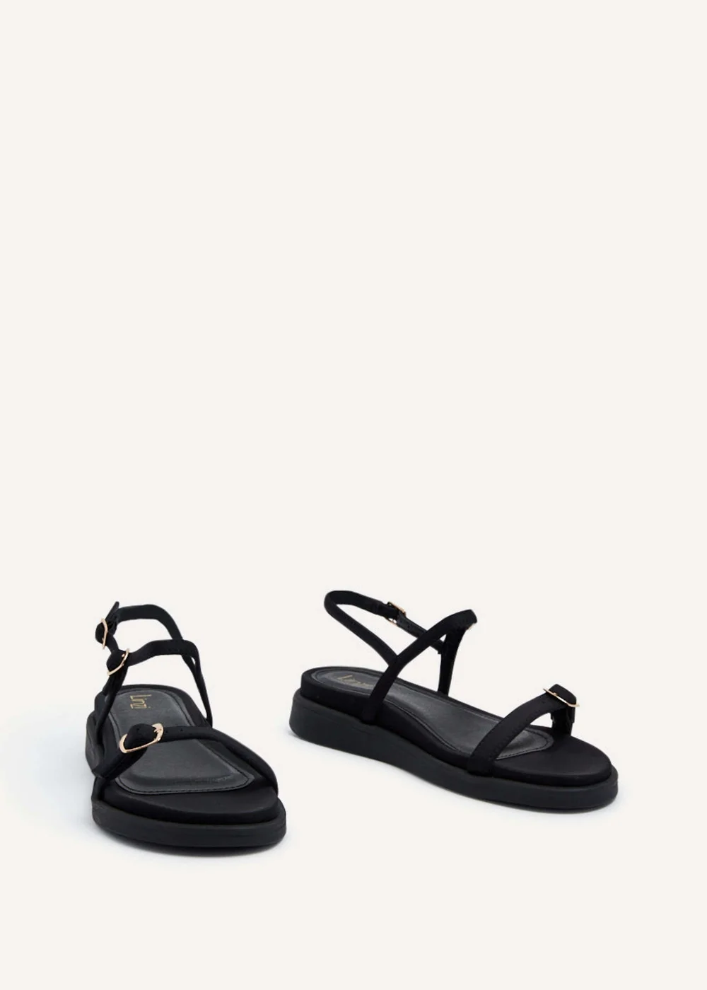 Linzi Phoenix Black Scuba Footbed Gladiator Style Sandals - 3 Image 3