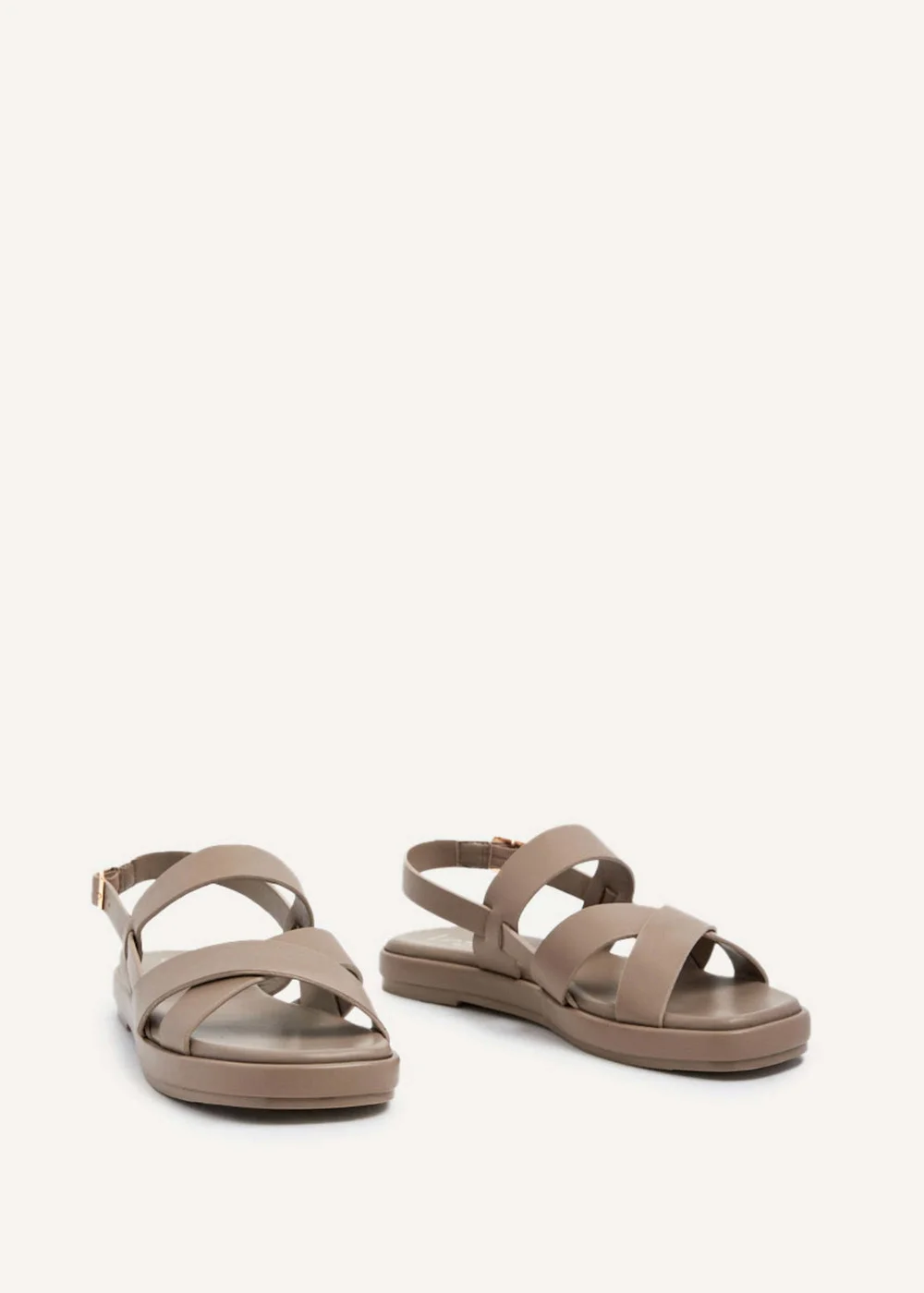 Linzi Phillis Brown Faux Leather Crossover Flatform Sandals - 3 Image 3