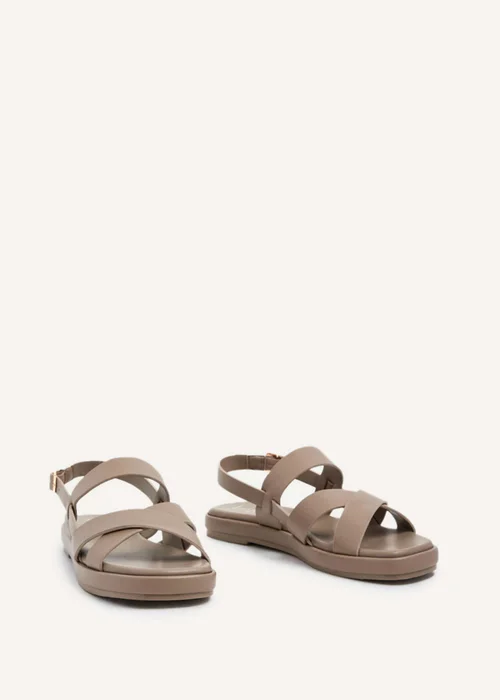 Linzi Phillis Brown Faux Leather Crossover Flatform Sandals - 3 Image 3