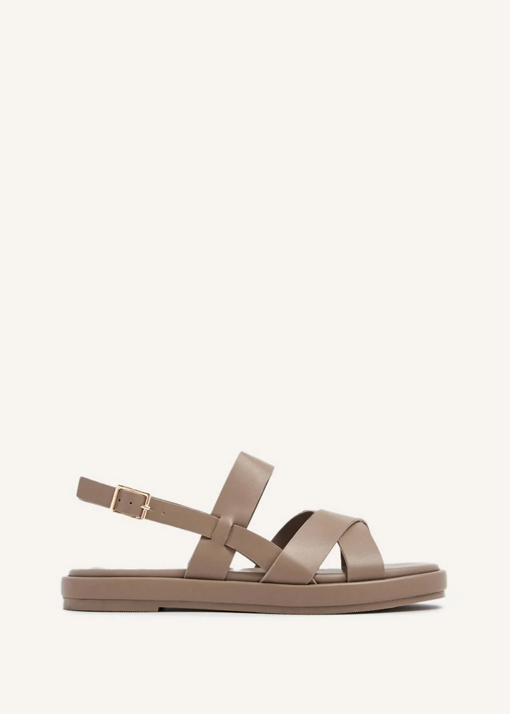 Linzi Phillis Brown Faux Leather Crossover Flatform Sandals - 3 Image 2