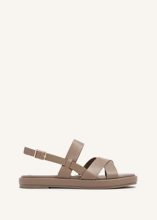 Linzi Phillis Brown Faux Leather Crossover Flatform Sandals - 3 Image 2