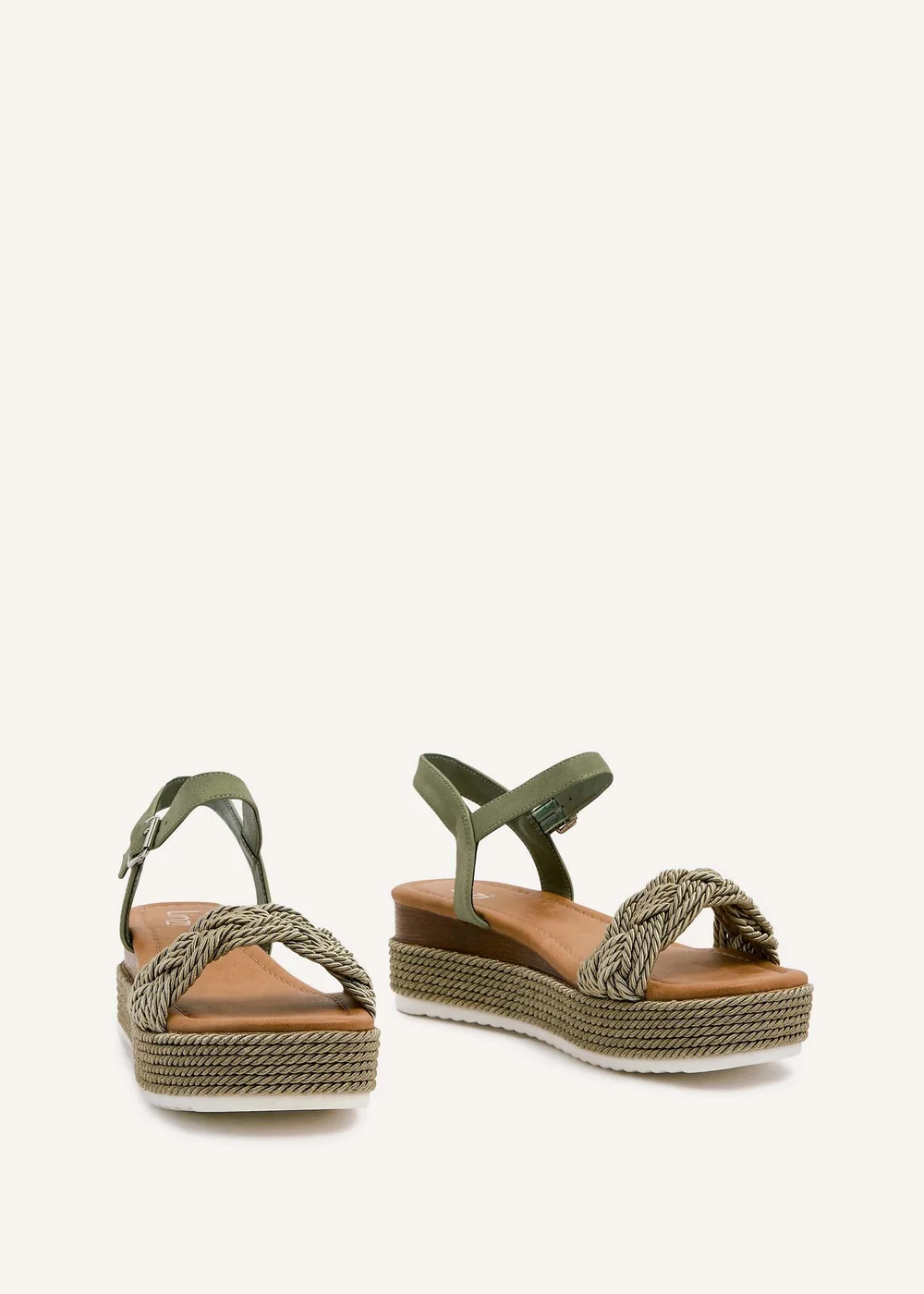 Linzi Puglia Khaki Plaited Wedged Flatform - 3 Image 3