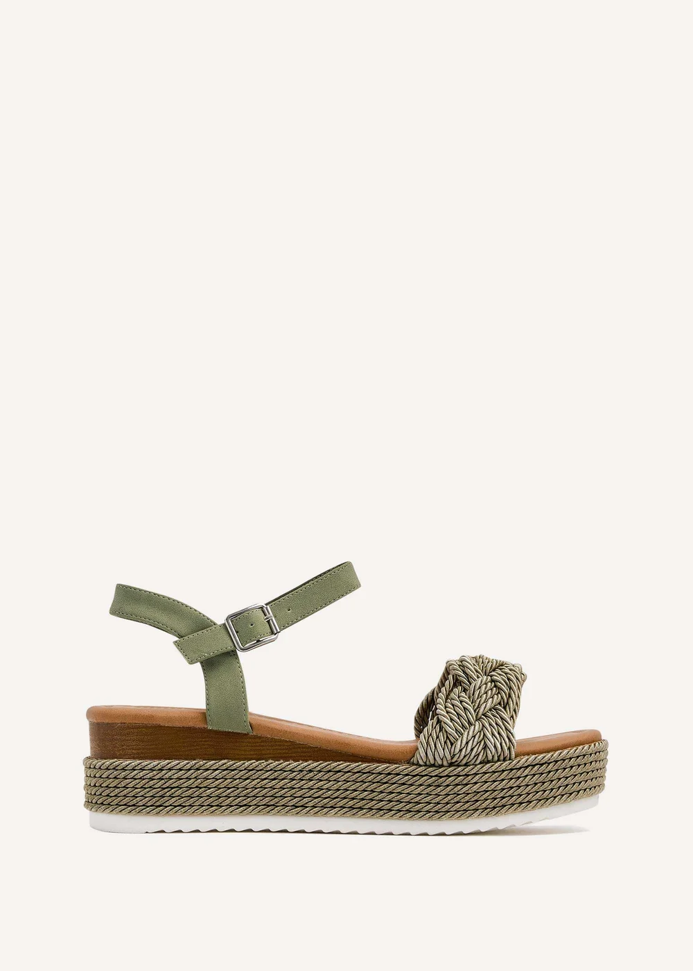 Linzi Puglia Khaki Plaited Wedged Flatform - 3 Image 2