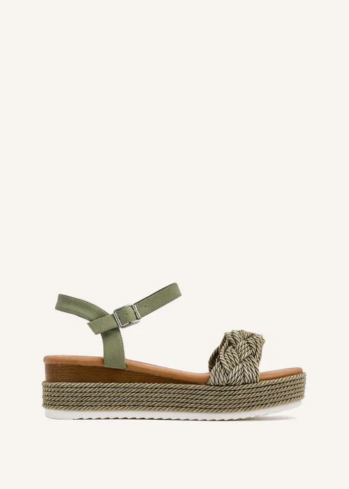 Linzi Puglia Khaki Plaited Wedged Flatform - 3 Image 2