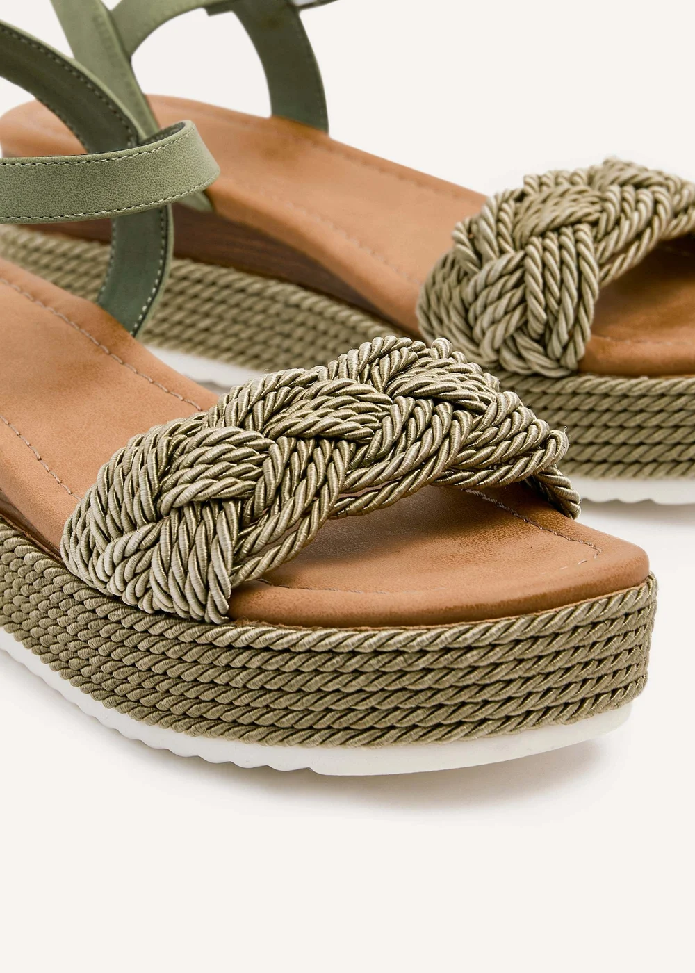 Linzi Puglia Khaki Plaited Wedged Flatform - 3 Image 5