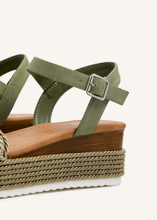 Linzi Puglia Khaki Plaited Wedged Flatform - 3 Image 4