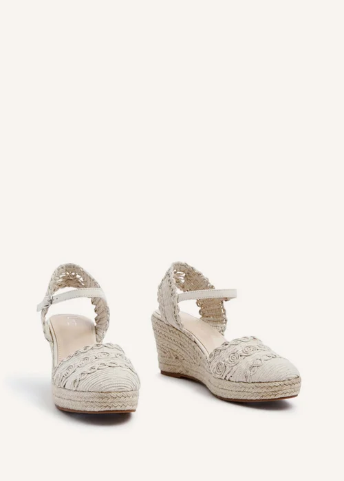 Linzi Riviera Beige Woven Closed Toe Espadrille Wedge - 3 Image 3