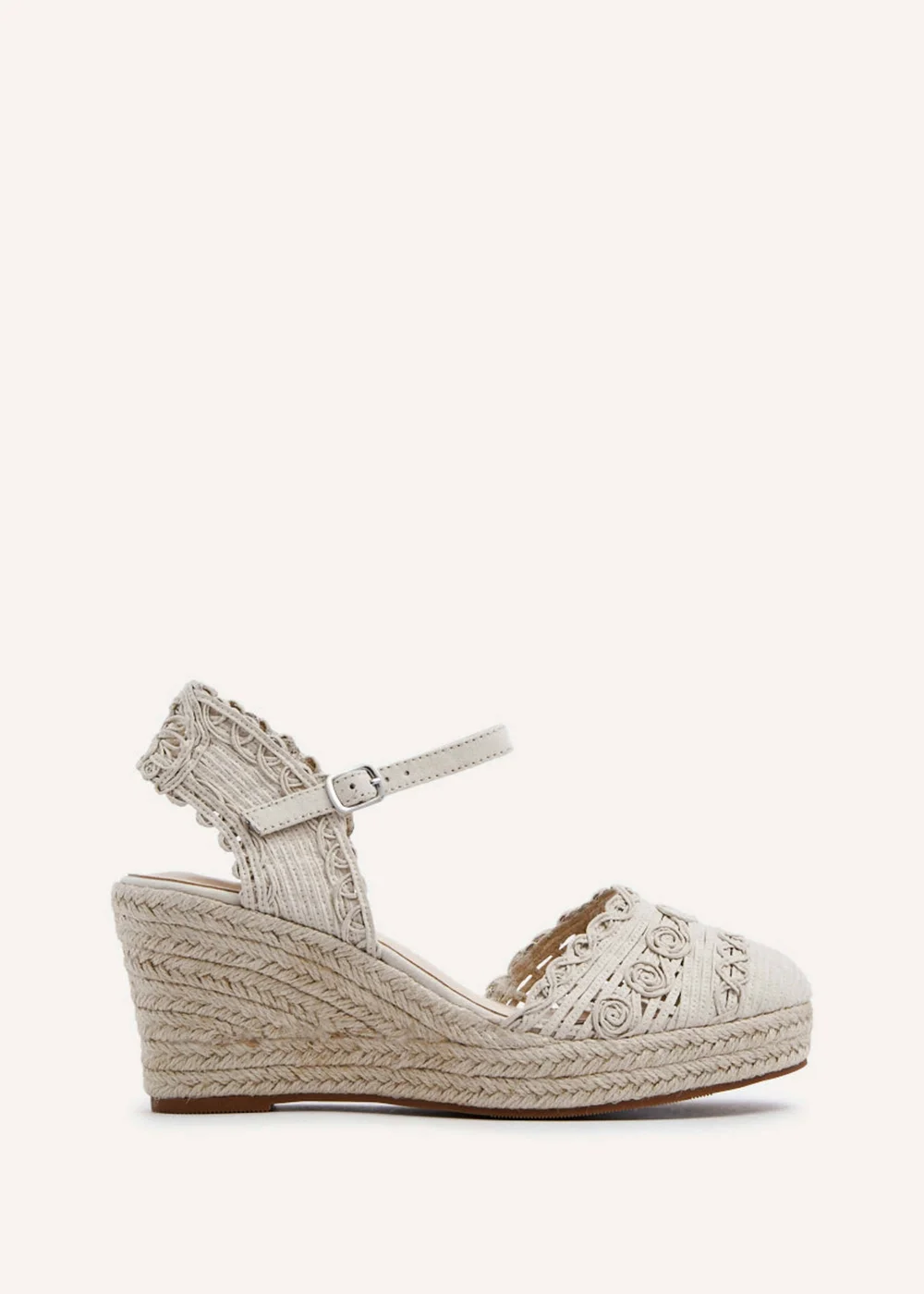 Linzi Riviera Beige Woven Closed Toe Espadrille Wedge - 3 Image 2