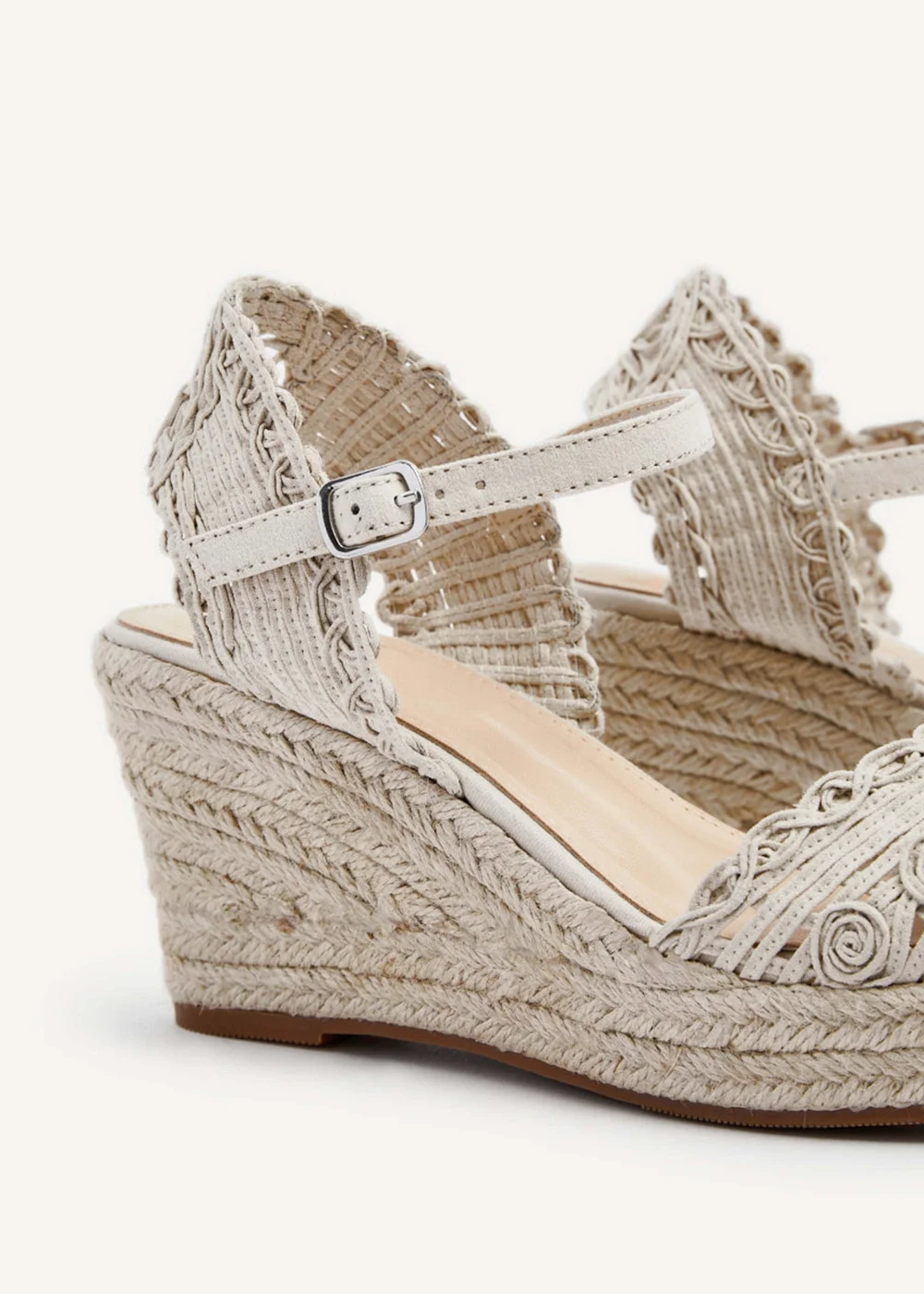 Linzi Riviera Beige Woven Closed Toe Espadrille Wedge - 3 Image 5
