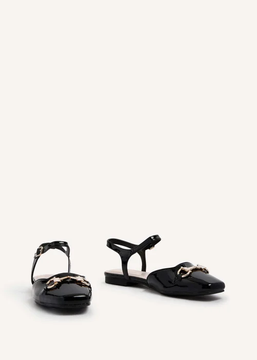 Linzi Saffron Black Faux Patent Open Back Square Toe Loafer - 3 Image 3