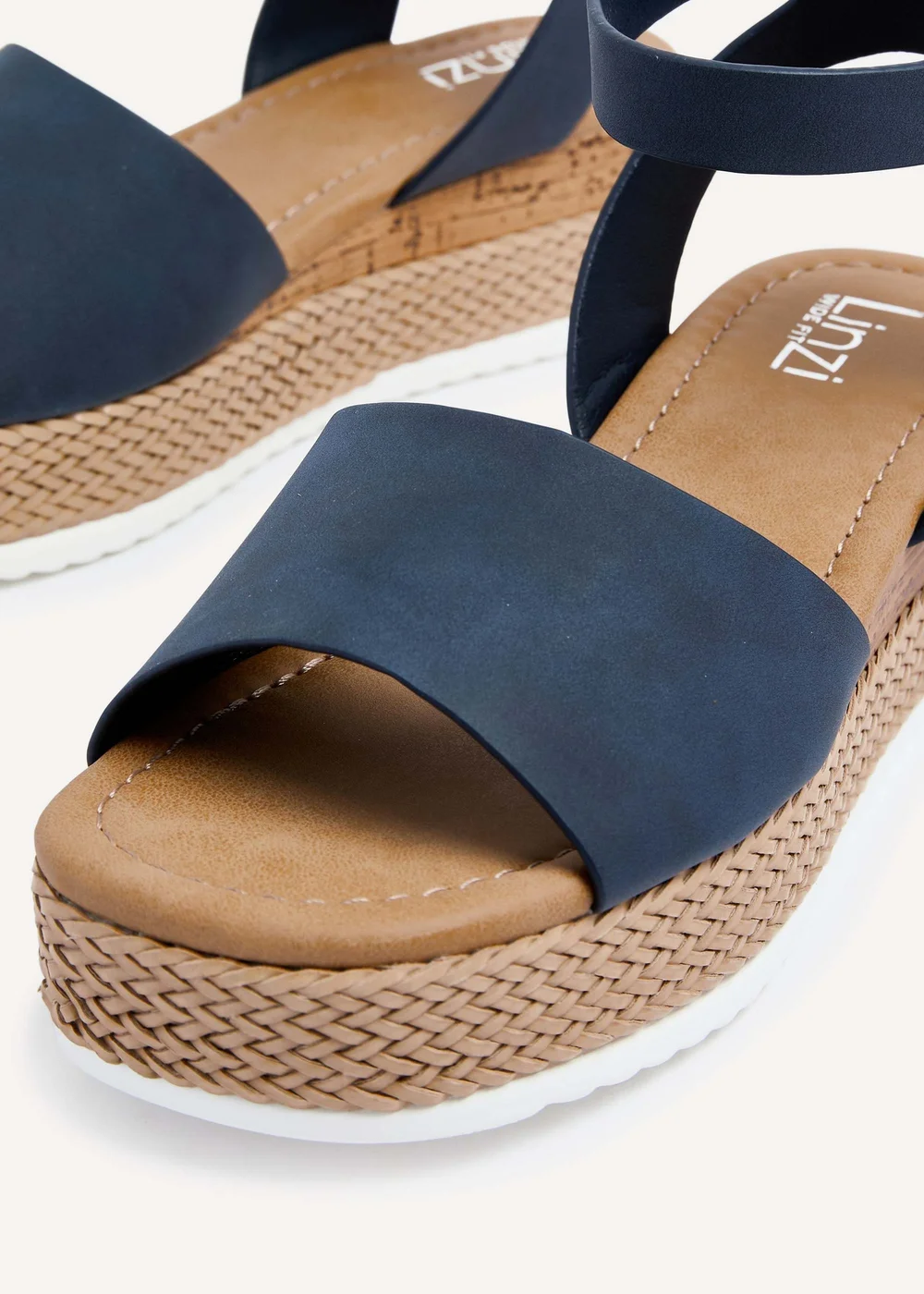 Linzi Shore Wide Fit Navy Flatform Sandal - 3 Image 4