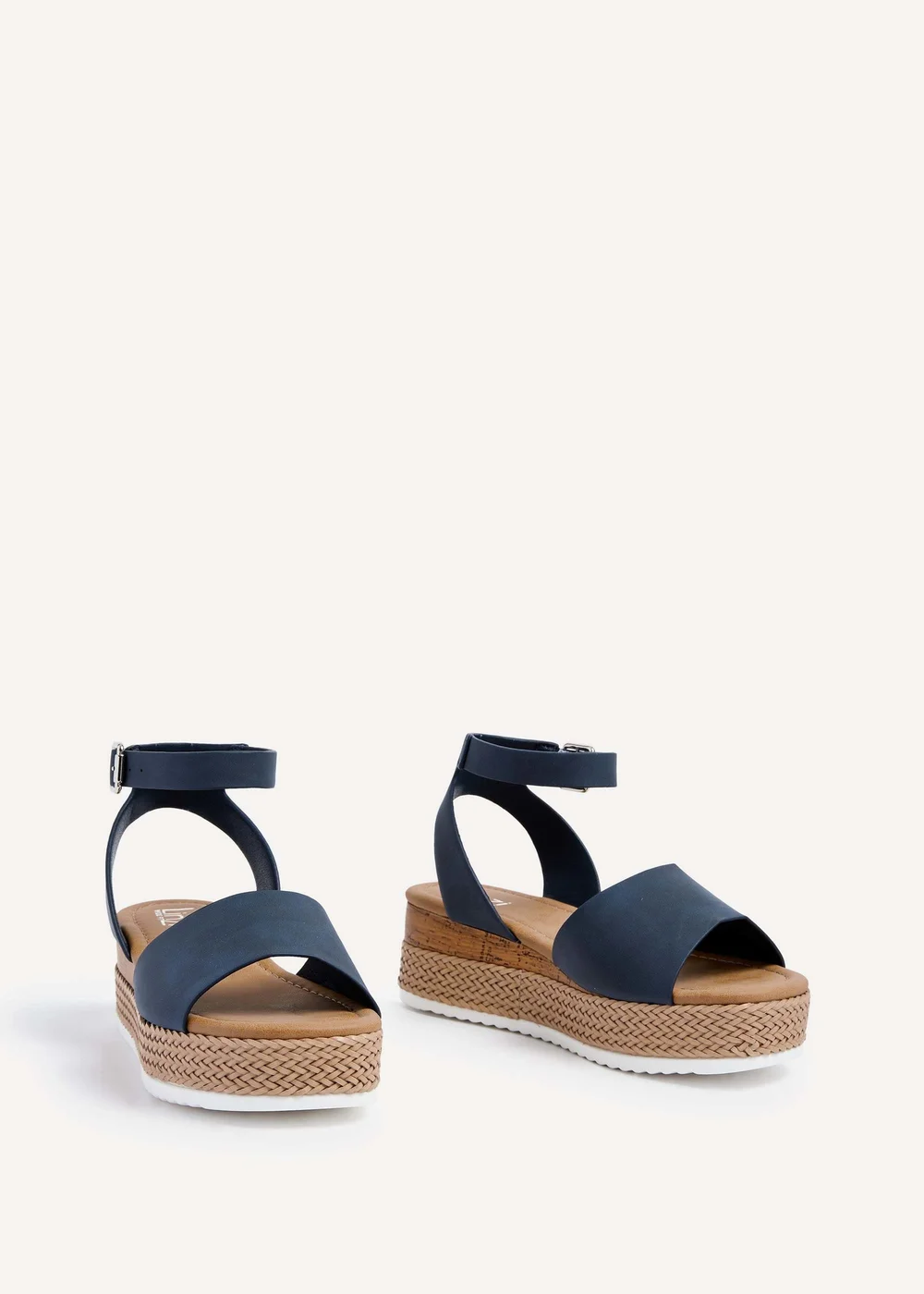 Linzi Shore Wide Fit Navy Flatform Sandal - 3 Image 2