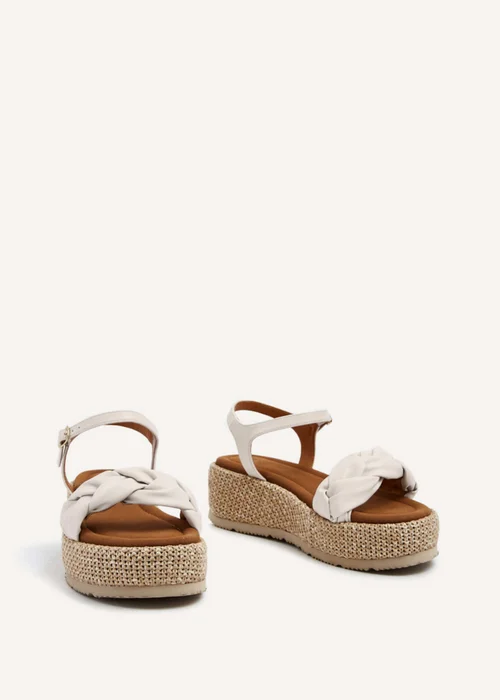 Linzi Twist Brown Faux Nubuck Plaited Front Strap Flatform Sandal - 3 Image 3