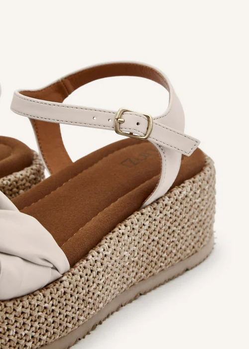 Linzi Twist Brown Faux Nubuck Plaited Front Strap Flatform Sandal - 3 Image 5