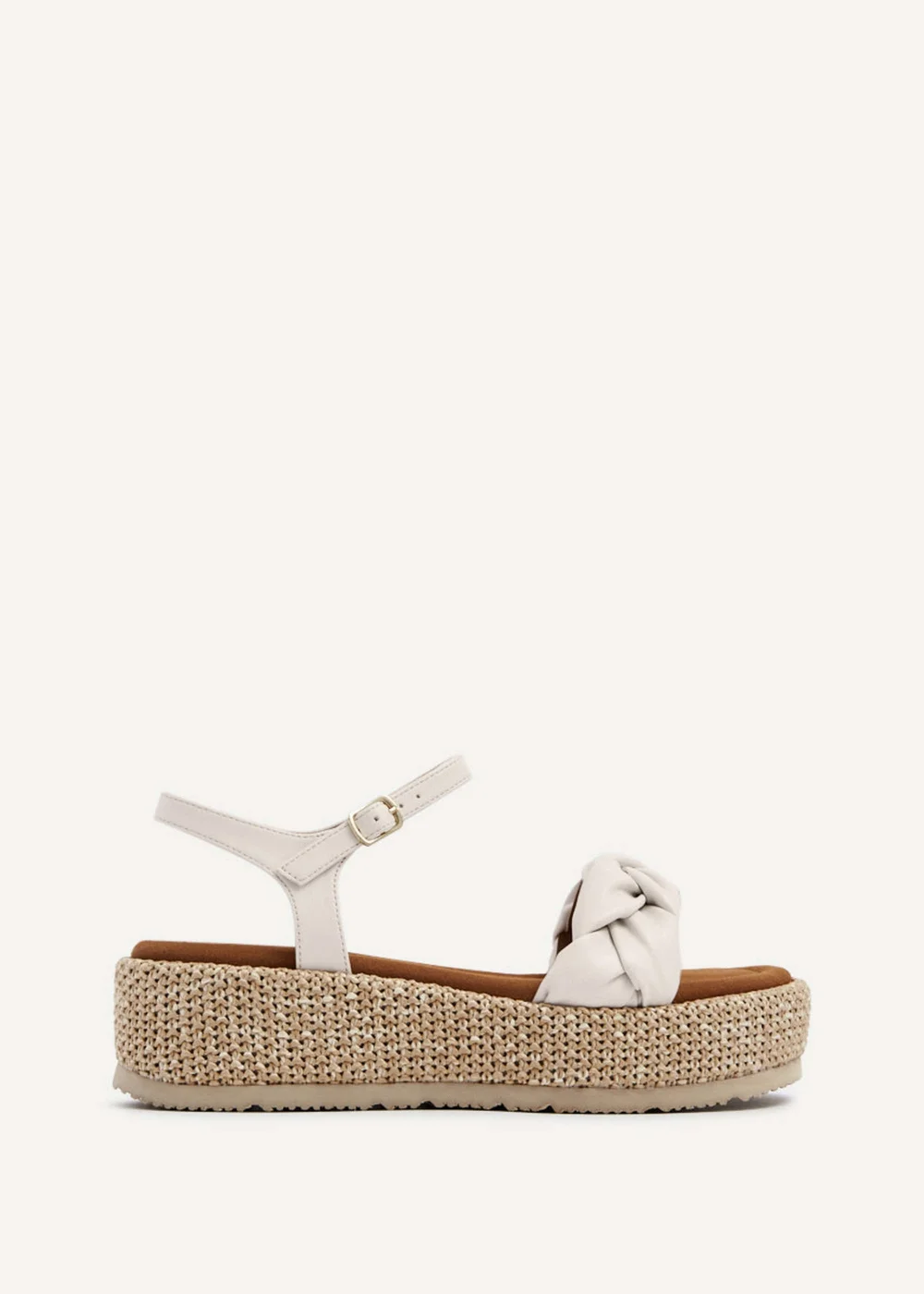 Linzi Twist Brown Faux Nubuck Plaited Front Strap Flatform Sandal - 3 Image 2