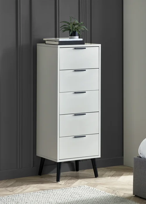 Julian Bowen Alba 5 Drawer Narrow Chest Silk Grey (120.5 x 45 x 40) - One Size Image 1
