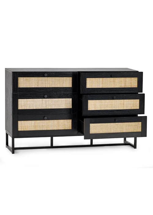 Julian Bowen Padstow 6 Drawer Chest in Black (75 x 120 x 40cm) - One Size Image 2