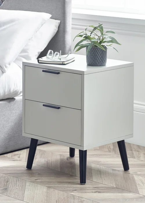 Julian Bowen Alba 2 Drawer Bedside in Silk Grey (58 x 45 x 40cm) - One Size Image 1