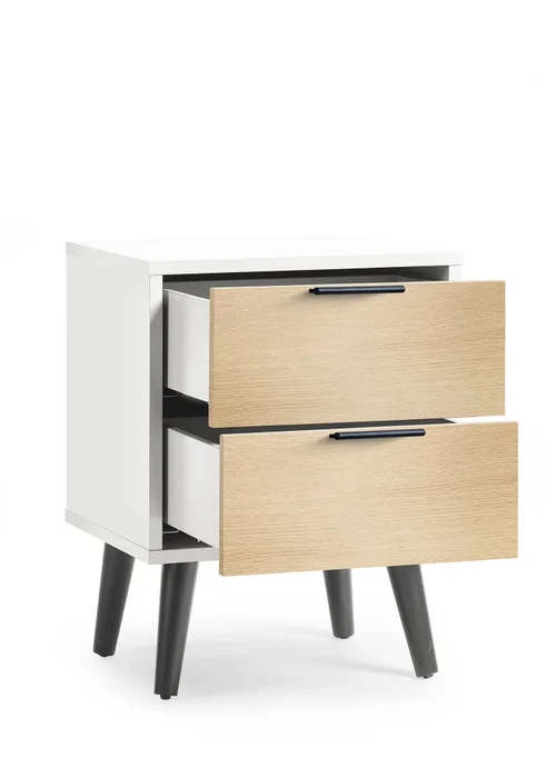 Julian Bowen Alba 2 Drawer Bedside in White and Oak (58 x 45 x 40cm) - One Size Image 3