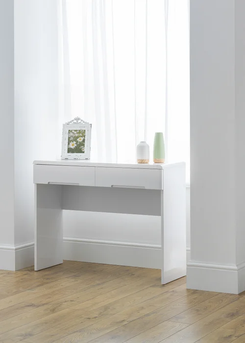 Julian Bowen White Manhattan Dressing Table With 2 Drawers (77 x 100 x 35cm) - One Size Image 1