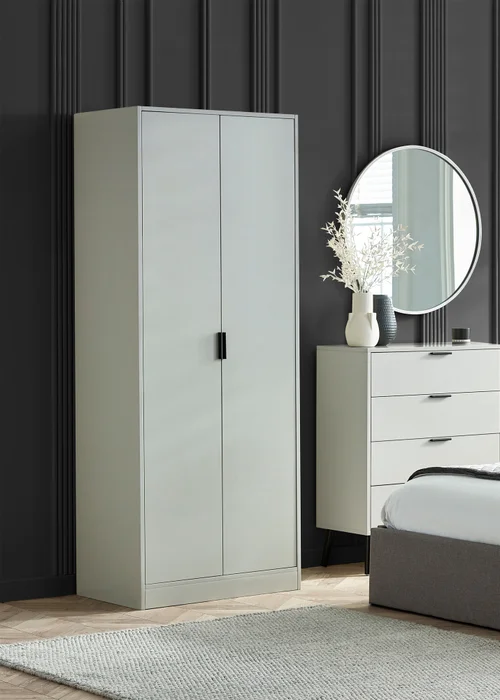 Julian Bowen Alba 2 Door Wardrobe Soft Close in Silk Grey (202 x 77 x 53cm) - One Size Image 1