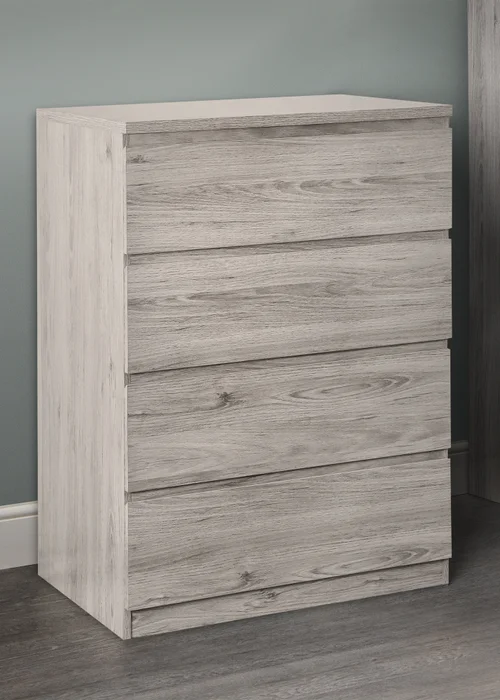Julian Bowen Jupiter 4 Drawer Chest in Grey Oak (111 x 82 x 50cm) - One Size Image 1