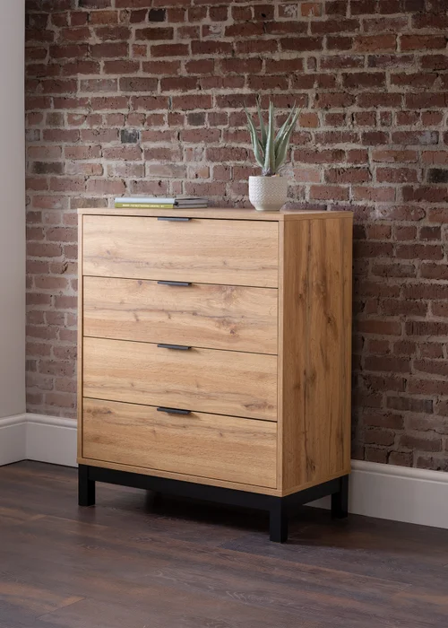 Julian Bowen Bali 4 Drawer Chest in Light Oak (97 x 80 x 40cm) - One Size Image 1