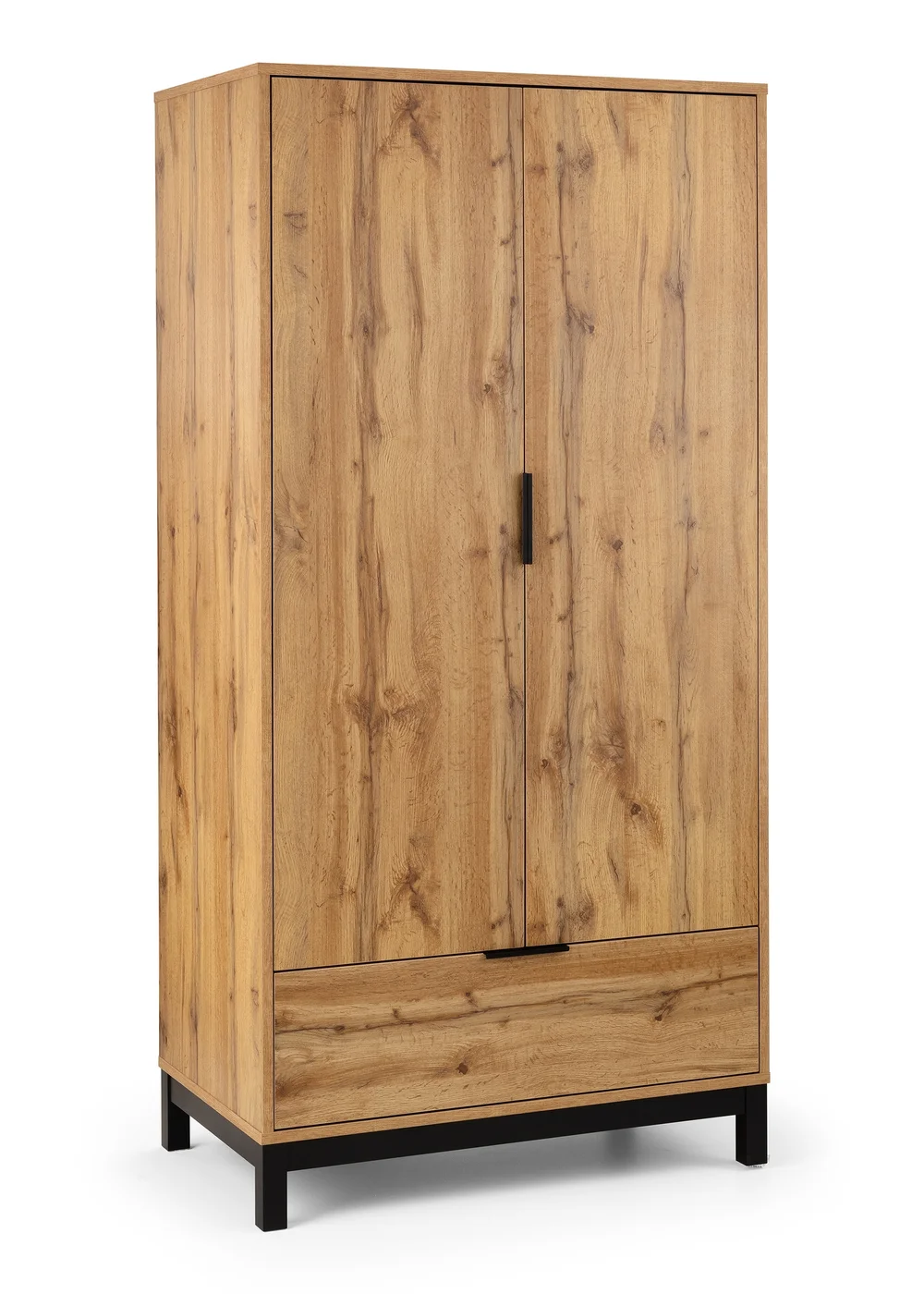 Julian Bowen Bali 2 Door 1 Drawer Wardrobe in Light Oak (185 x 92 x 55cm) - No Size Image 2