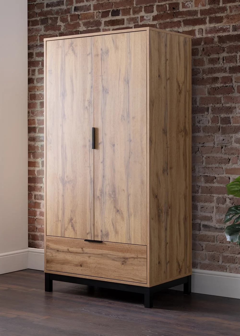 Julian Bowen Bali 2 Door 1 Drawer Wardrobe in Light Oak (185 x 92 x 55cm) - No Size Image 1