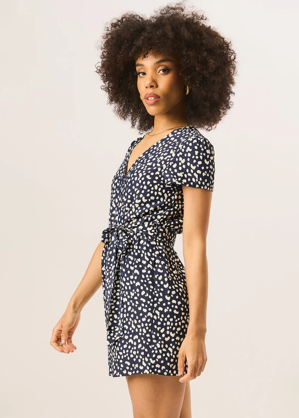 Gini London Blue Animal Print Belted Wrap Playsuit - 8 Image 4