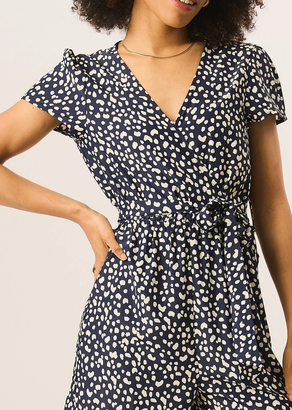Gini London Blue Animal Print Belted Wrap Playsuit - 8 Image 3