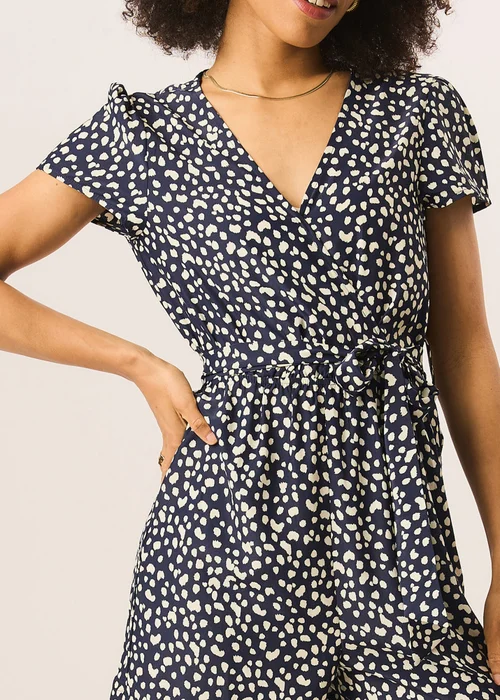 Gini London Blue Animal Print Belted Wrap Playsuit - 8 Image 3