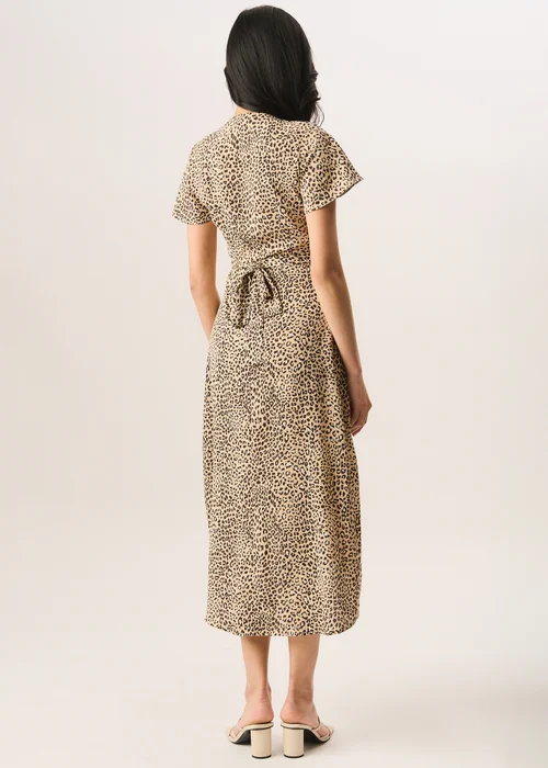 Gini London Beige Animal Printed Wrap Midi Dress - Size 8 Image 2