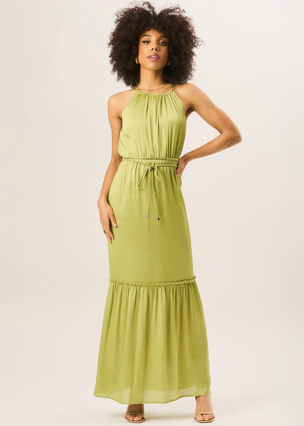Gini London Green Halter Neck Maxi Dress - Size 12 Image 1