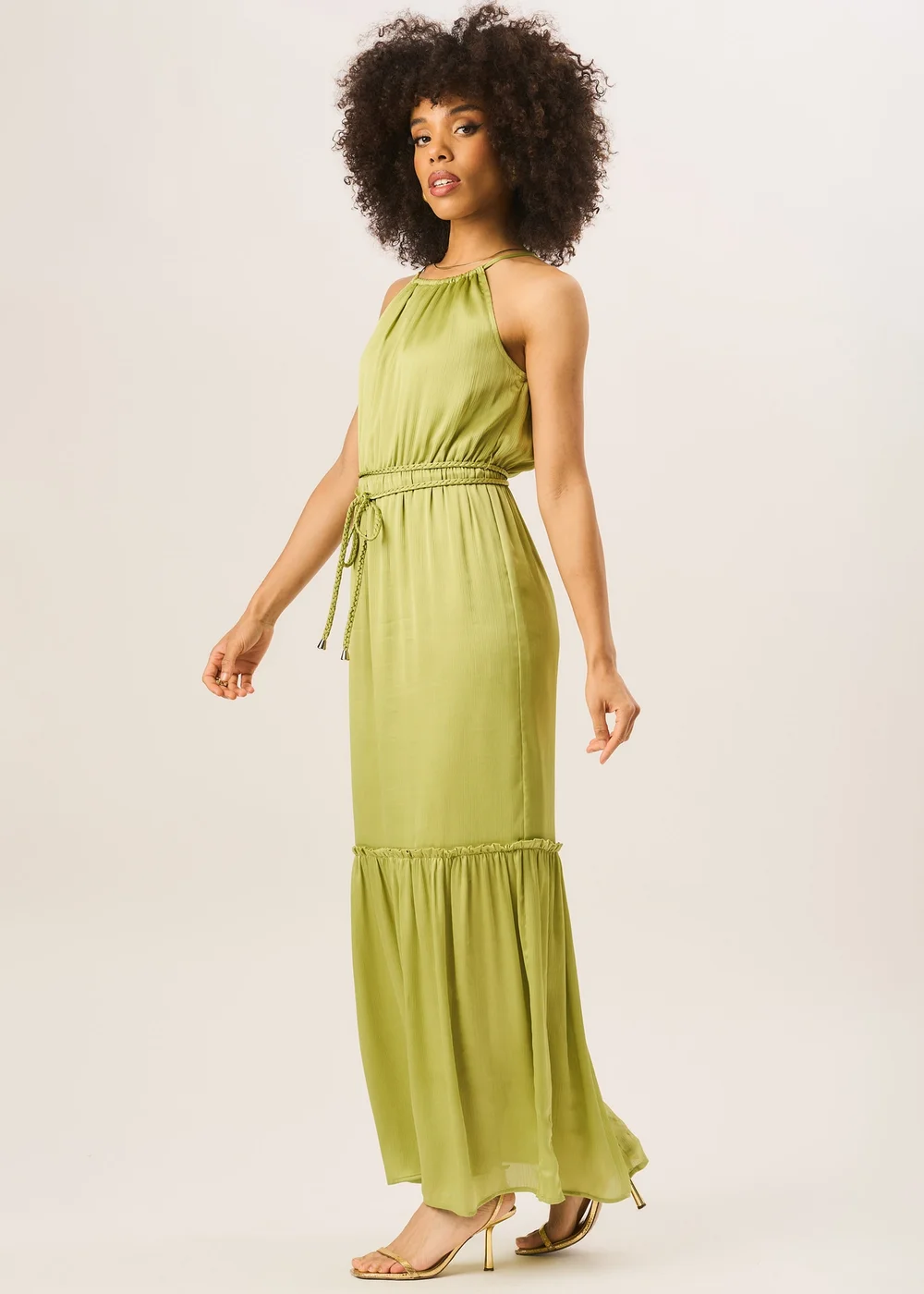 Gini London Green Halter Neck Maxi Dress - Size 12 Image 4