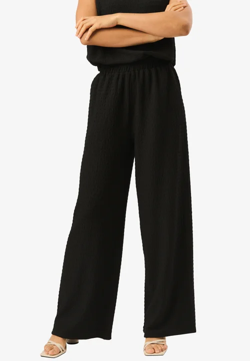 Gini London Black Textured Elastic Waist Pull On Trousers - S/M Image 4