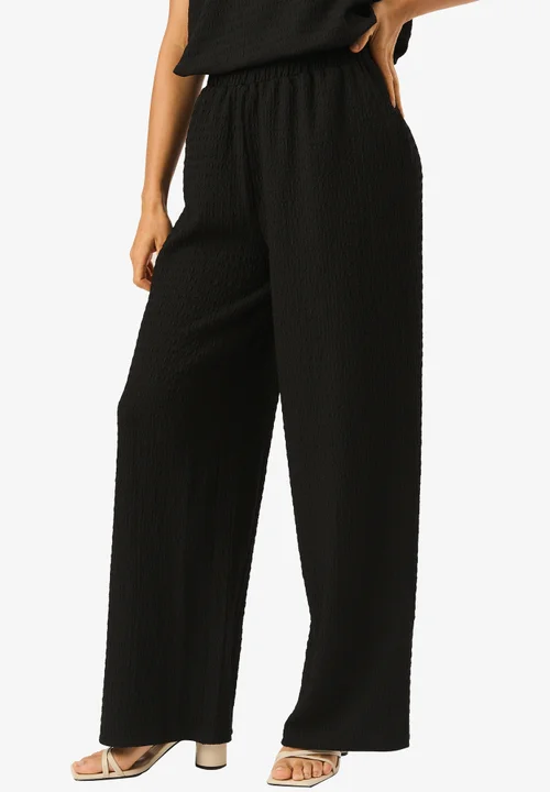 Gini London Black Textured Elastic Waist Pull On Trousers - S/M Image 3