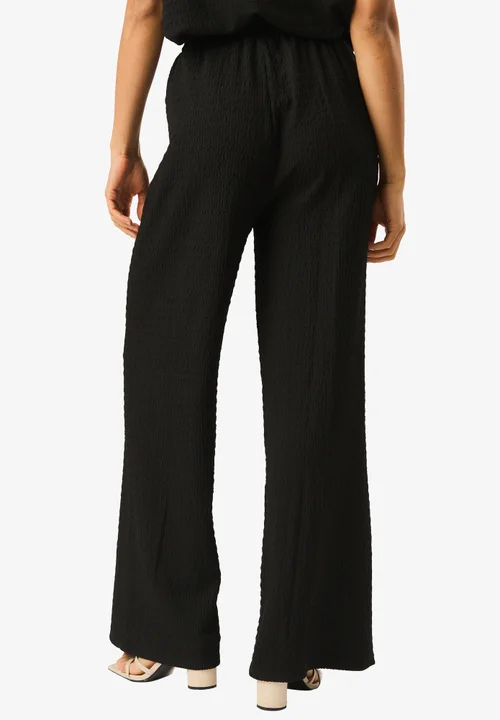 Gini London Black Textured Elastic Waist Pull On Trousers - S/M Image 2
