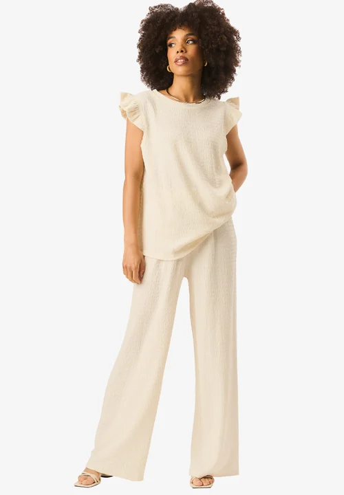 Gini London Ivory Frill Sleeves Textured Oversized Top - S/M Image 1