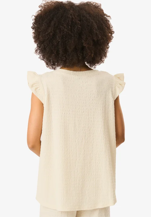 Gini London Ivory Frill Sleeves Textured Oversized Top - S/M Image 2