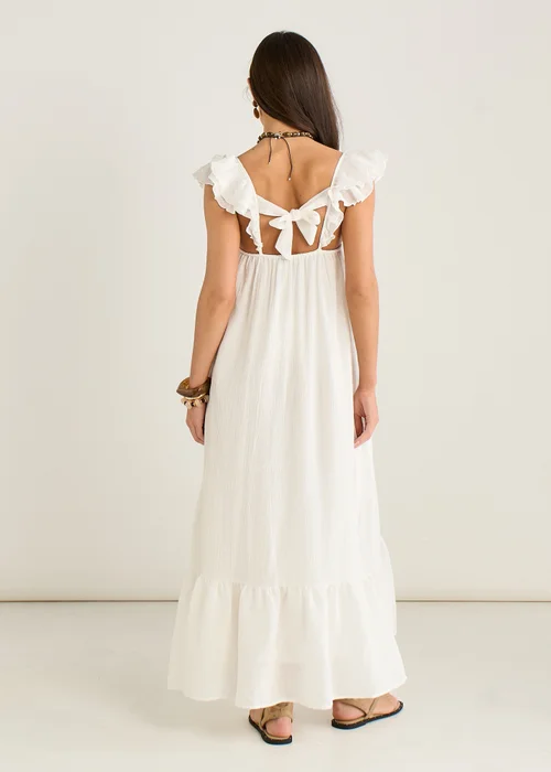 Gini London White Ruffle Short Sleeve Maxi Dress - 8 Image 2