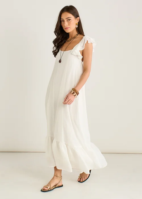 Gini London White Ruffle Short Sleeve Maxi Dress - 8 Image 4