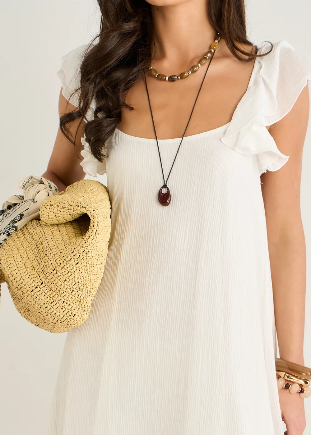 Gini London White Ruffle Short Sleeve Maxi Dress - 8 Image 3