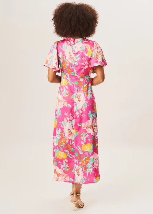 Gini London Pink Floral Print Angel Sleeves Midi Dress - 10 Image 2