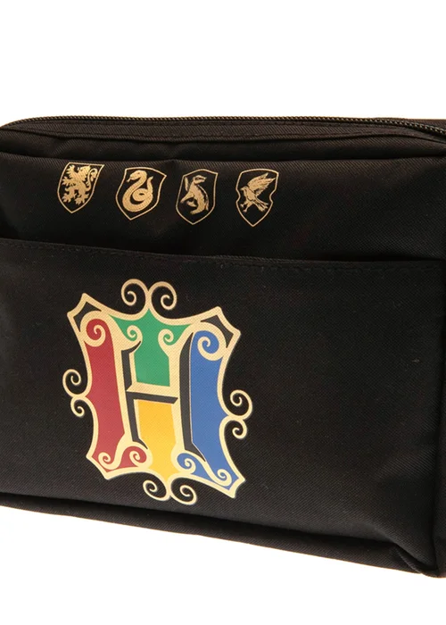 Harry Potter Black Multi Pocket Hogwarts Houses Pencil Case - One Size Image 3